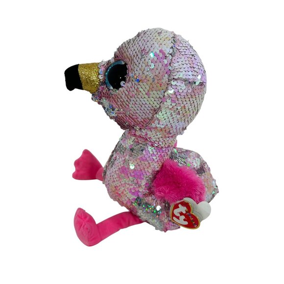 Ty Flippables Pinky Flamingo Beanie Babies Plush Toy Stuffed Animal Beanbag Kids - Picture 13 of 16